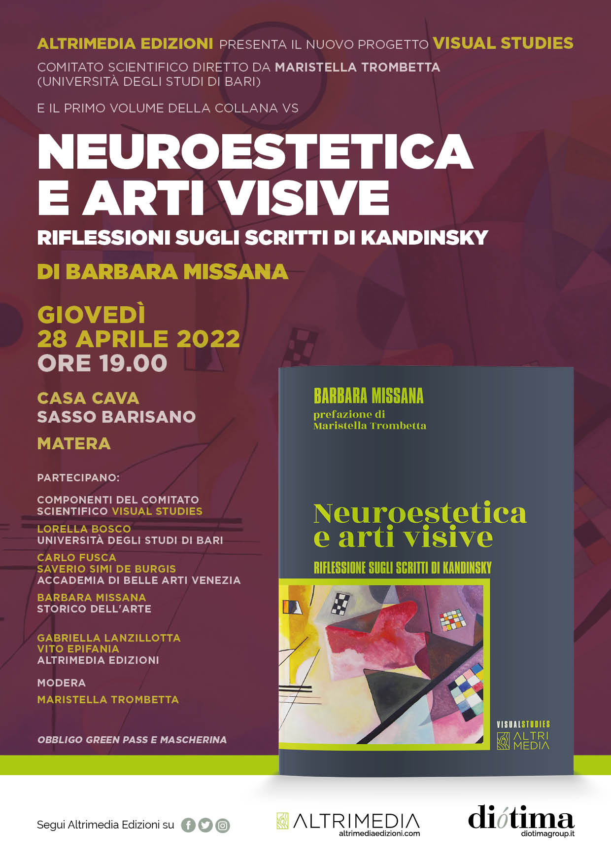 “Neuroestetica e arti visive” per la nuova collana di Altrimedia “Visual studies”. Giovedì 28 la presentazione a Matera